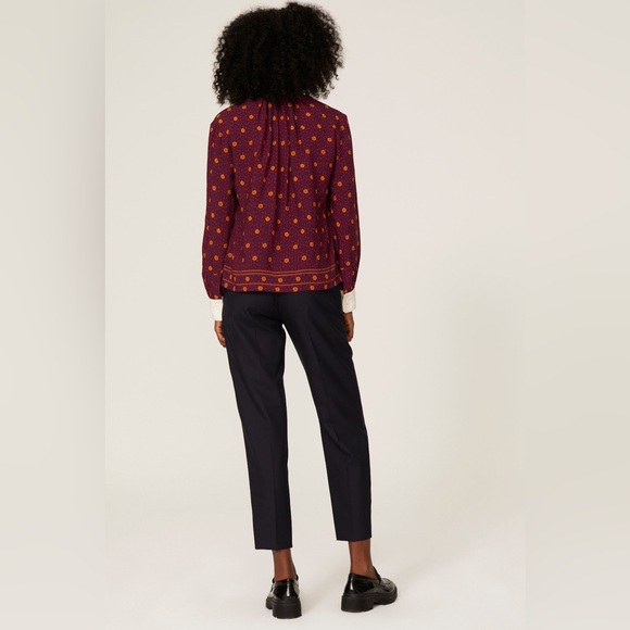 $700 Wales Bonner Madras Gathered Blouse RTR red v-neck long sleeve work blue - Picture 5 of 9